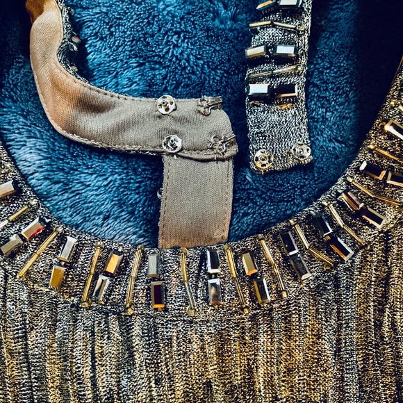 NWT Adrianna Papell Embellished Metallic Gown - Picture 7 of 8